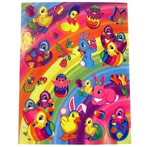 Lisa‎ Frank Vintage Easter Chick Bunny Bird Butterfly 1990s Sticker Sheet P949
